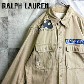 Denim & Supply Ralph Lauren - 激レア 美品 デニム&サプライ ラルフローレン ワークシャツ 星条旗 ベージュS