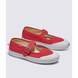 ヴァンズ(VANS)のvans スニーカー　ローファー　レディース　メリージェーン　RED 赤(ローファー/革靴)