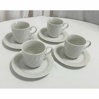 陶器製 コーヒーカップ 4客セット シンプル 業務用 ホワイト (グラス/カップ)