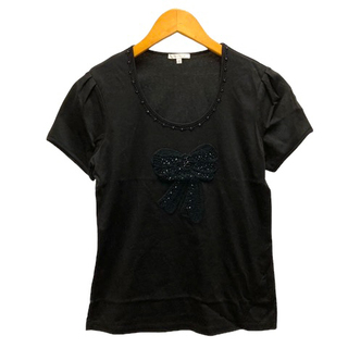 トゥービーシック(TO BE CHIC)のトゥービーシック Tシャツ クルーネック コットン ビーズ装飾 半袖 2 黒(Tシャツ(半袖/袖なし))