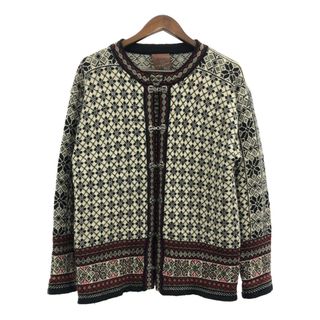 Christina Sweaters ノルディックカーディガン ユーロ メタルフック アイボリー (メンズ L) 中古 古着 Q3870(カーディガン)