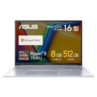 16.0インチ WUXGA AMD Ryzen 5 7530U メモリ 8GB SSD 512GB Windows11 Office付き ASUS ( エイスース ) Vivobook 16X ( M3604YA-MB104WS ) ノートパソコン ノートPC パソコン WEBカメラ テンキー付き(ノートPC)