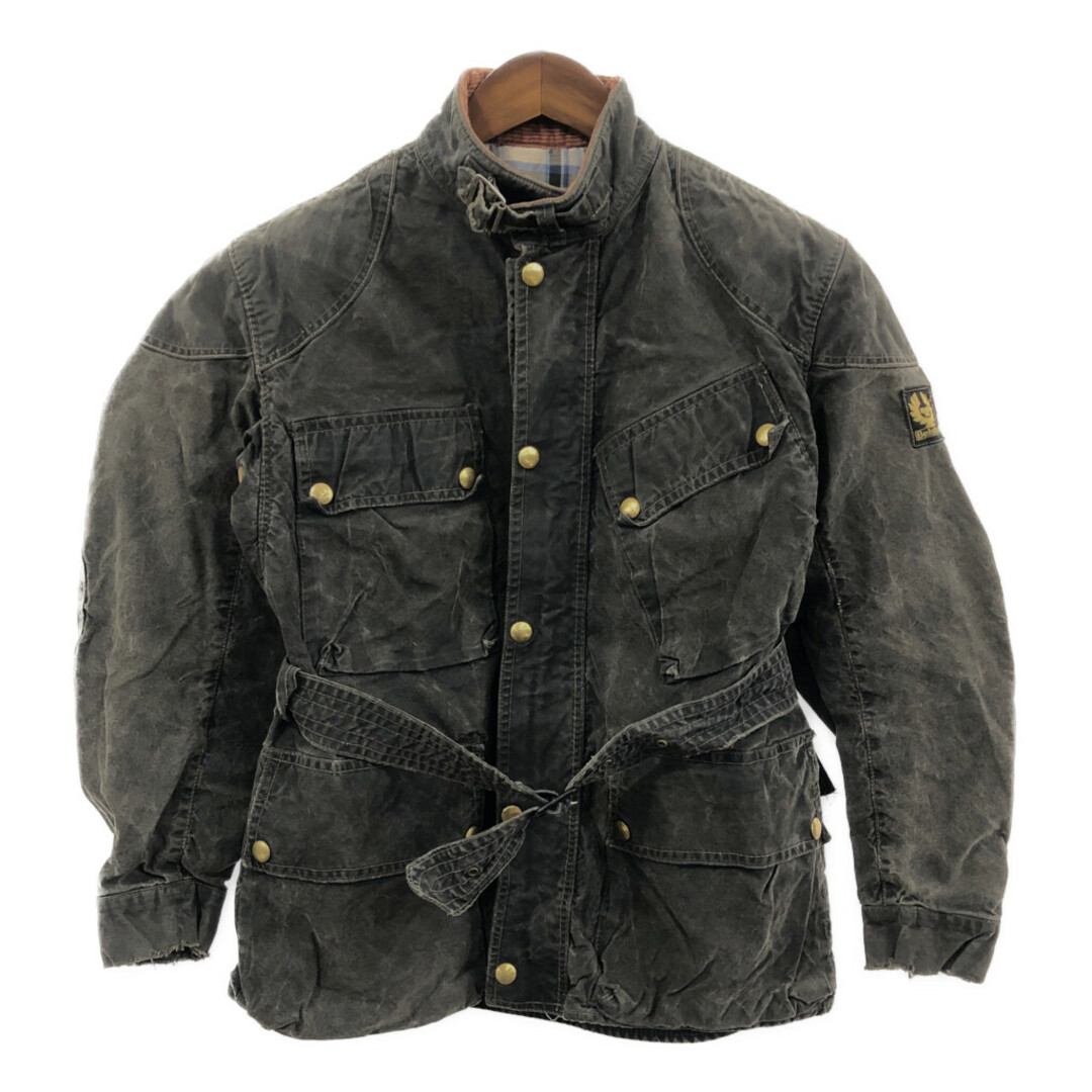 BELSTAFF(ベルスタッフ)の60年代 イングランド製 Belstaff ベルスタッフ TRIAL MASTER オイルドジャケット モーターサイクル ブラック (メンズ 38) 中古 古着 Q3894 メンズのジャケット/アウター(その他)の商品写真