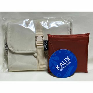 カルディ(KALDI)のカルディ ニャンコーヒー 吊るせるマルチポーチ+エコバッグ ブルー ２点セット(エコバッグ)