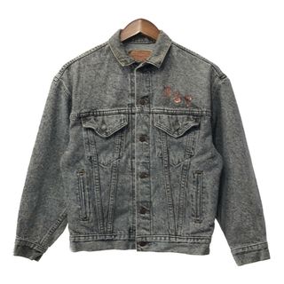 リーバイス(Levi's)のUSA製 Levi's リーバイス ペイントリメイクデニムジャケット アメカジ グレー (メンズ L) 中古 古着 Q3840(Gジャン/デニムジャケット)