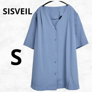 【SISVEIL】シスベイル 半袖ブラウス　(S)　前開き 肩ギャザー 金ボタン(シャツ/ブラウス(半袖/袖なし))