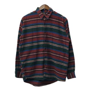 ジェイクルー(J.Crew)のJ.CREW ジェイクルー 長袖シャツ マルチストライプ レッド (メンズ M Ｍ) 中古 古着 Q3940(シャツ)