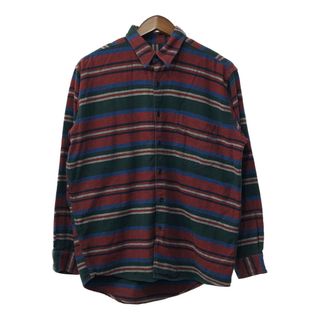 J.Crew - J.CREW ジェイクルー 長袖シャツ マルチストライプ レッド (メンズ M Ｍ) 中古 古着 Q3940