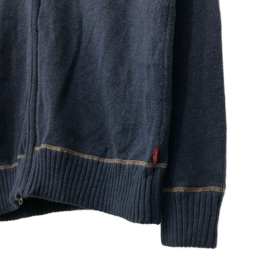 Levi's(リーバイス)のLevi's リーバイス フルジップ ドライバーズニット セーター アメカジ ネイビー (メンズ L) 中古 古着 Q3971 メンズのトップス(ニット/セーター)の商品写真