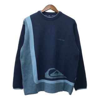 クイックシルバー(QUIKSILVER)の90年代 Quiksilver クイックシルバー セーター 大きいサイズ ワンポイント ロゴ ブルー (メンズ XL) 中古 古着 Q3955(ニット/セーター)