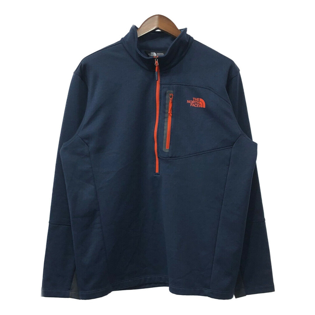 THE NORTH FACE(ザノースフェイス)のTHE NORTH FACE ノースフェイス ハーフジップ プルオーバー ジャケット アウトドア ネイビー (メンズ XL) 中古 古着 Q3972 メンズのトップス(ニット/セーター)の商品写真