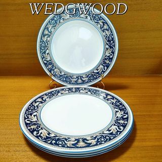 ウェッジウッド(WEDGWOOD)の美品★ウエッジウッド フロレンティーン コバルト ディナープレート 4枚セット(食器)