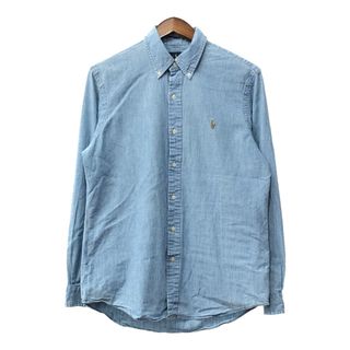 RALPH LAUREN ラルフローレン ボタンダウン シャンブレーシャツ ライトブルー (メンズ M) 中古 古着 Q3975(シャツ)