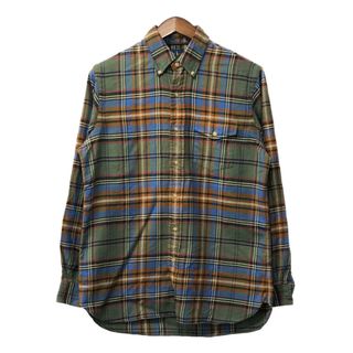 RALPH LAUREN ラルフローレン ボタンダウンシャツ エルボーパッチ タータンチェック マルチカラー (メンズ M) 中古 古着 Q3991(シャツ)