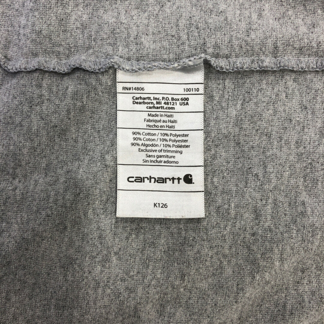 carhartt(カーハート)のCarhartt カーハート 長袖 ポケットＴシャツ ワンポイント グレー (メンズ) 中古 古着 Q4027 メンズのトップス(Tシャツ/カットソー(七分/長袖))の商品写真