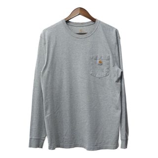 カーハート(carhartt)のCarhartt カーハート 長袖 ポケットＴシャツ ワンポイント グレー (メンズ) 中古 古着 Q4027(Tシャツ/カットソー(七分/長袖))