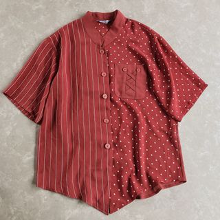 グリモワール(Grimoire)のused レトロ ドット柄 シャツ ブラウス 古着 ヴィンテージ vintage(シャツ/ブラウス(半袖/袖なし))