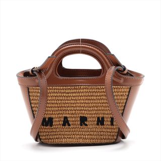 Marni - マルニ  ストロー×レザー  ブラウン レディース ショルダーバッグ