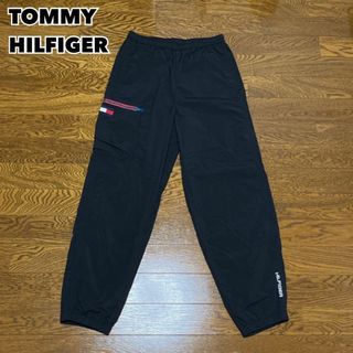 90s TOMMY HILFIGER ナイロンパンツ ブラック 刺繍ロゴ