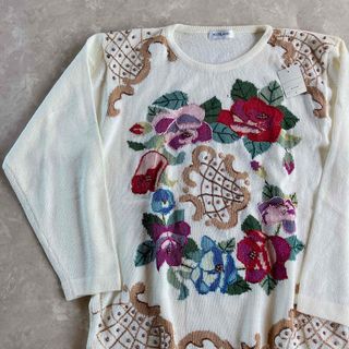 ロキエ(Lochie)のused レトロ 刺繍 ニット トップス 古着 ヴィンテージ vintage(ニット/セーター)