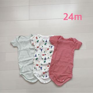 プチバトー(PETIT BATEAU)のプチバトー　半袖ボディ3枚組　24m(ロンパース)