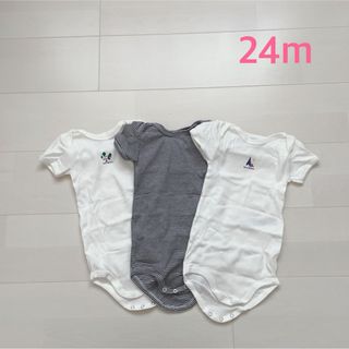 プチバトー(PETIT BATEAU)のプチバトー　半袖ボディ3枚組　24m(ロンパース)