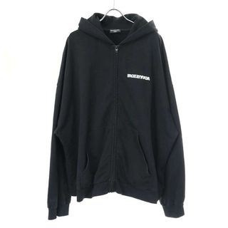 バレンシアガ(Balenciaga)のBALENCIAGA バレンシアガ 21AW ターンロゴ ジップアップワイドフィットパーカー 674719 TLVB4 ブラック 5(パーカー)