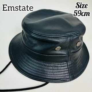 【極美品 訳アリ】emstate バケットハット 本革 レザー USA製(ウエア)