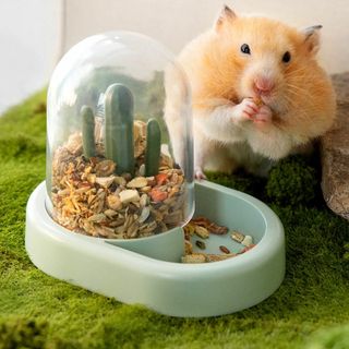 【色: グリーン】Dorasu ハムスター 餌入れ 小動物用自動給餌 モルモット(小動物)