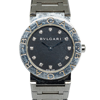 ブルガリ(BVLGARI)のブルガリ ブルガリブルガリ 12Pダイヤ 腕時計 BB26SS クオーツ ブラック文字盤 ステンレススチール レディース BVLGARI 【214-47474】(腕時計)