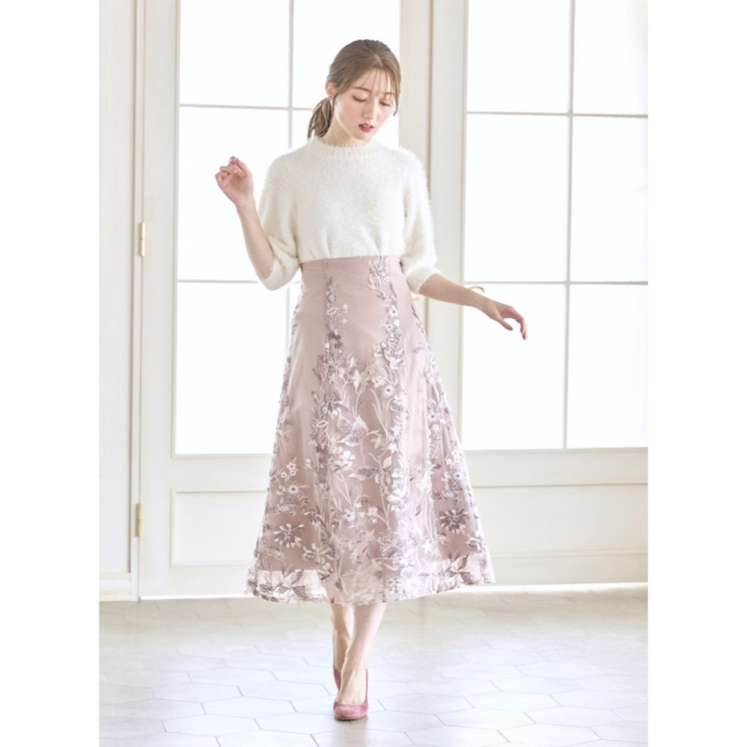 TOCCO closet(トッコクローゼット)のtoccocloset♡フラワーエンブロイダリーチュールマーメイドフレアスカート レディースのスカート(ひざ丈スカート)の商品写真