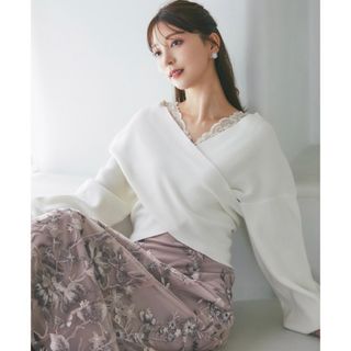 トッコクローゼット(TOCCO closet)のtoccocloset♡フラワーエンブロイダリーチュールマーメイドフレアスカート(ひざ丈スカート)