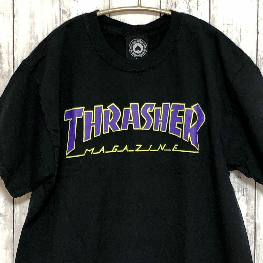 THRASHER(スラッシャー)のスラッシャー　半袖Ｔシャツ　サイズＭ　黒ブラック　紫ロゴ　メンズ　古着 その他のその他(その他)の商品写真