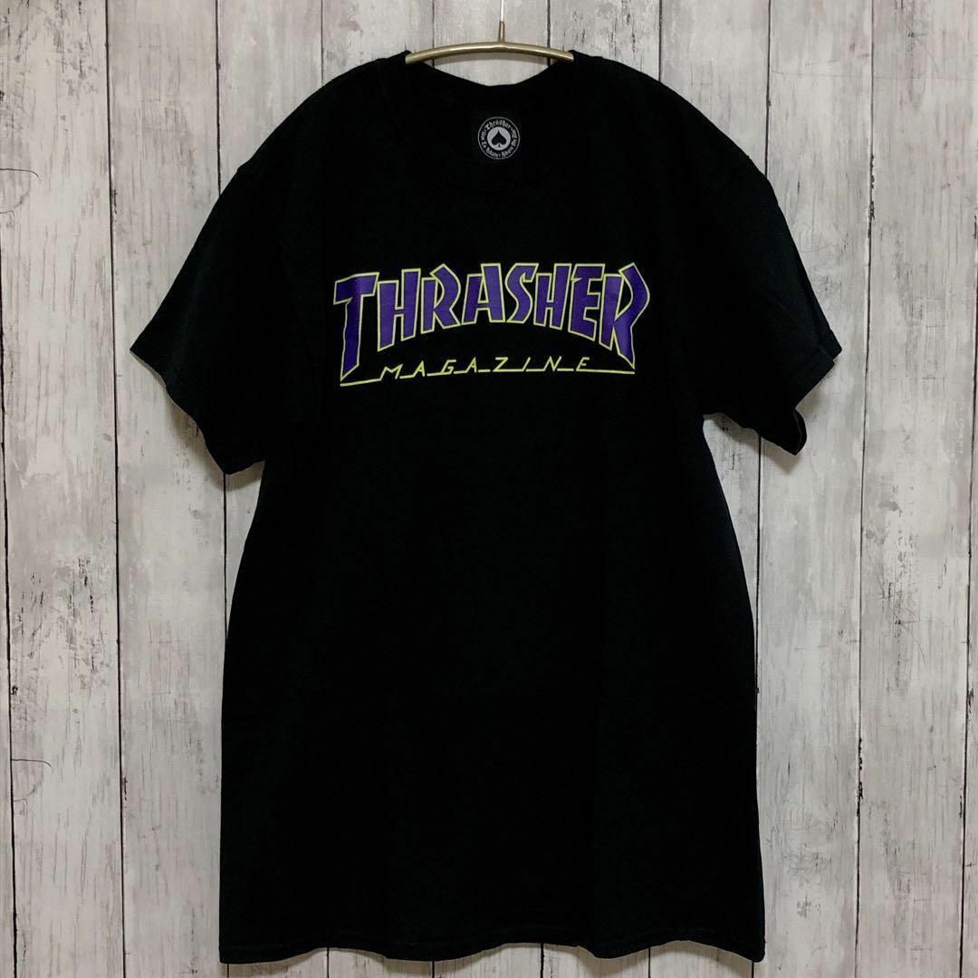 THRASHER(スラッシャー)のスラッシャー　半袖Ｔシャツ　サイズＭ　黒ブラック　紫ロゴ　メンズ　古着 その他のその他(その他)の商品写真