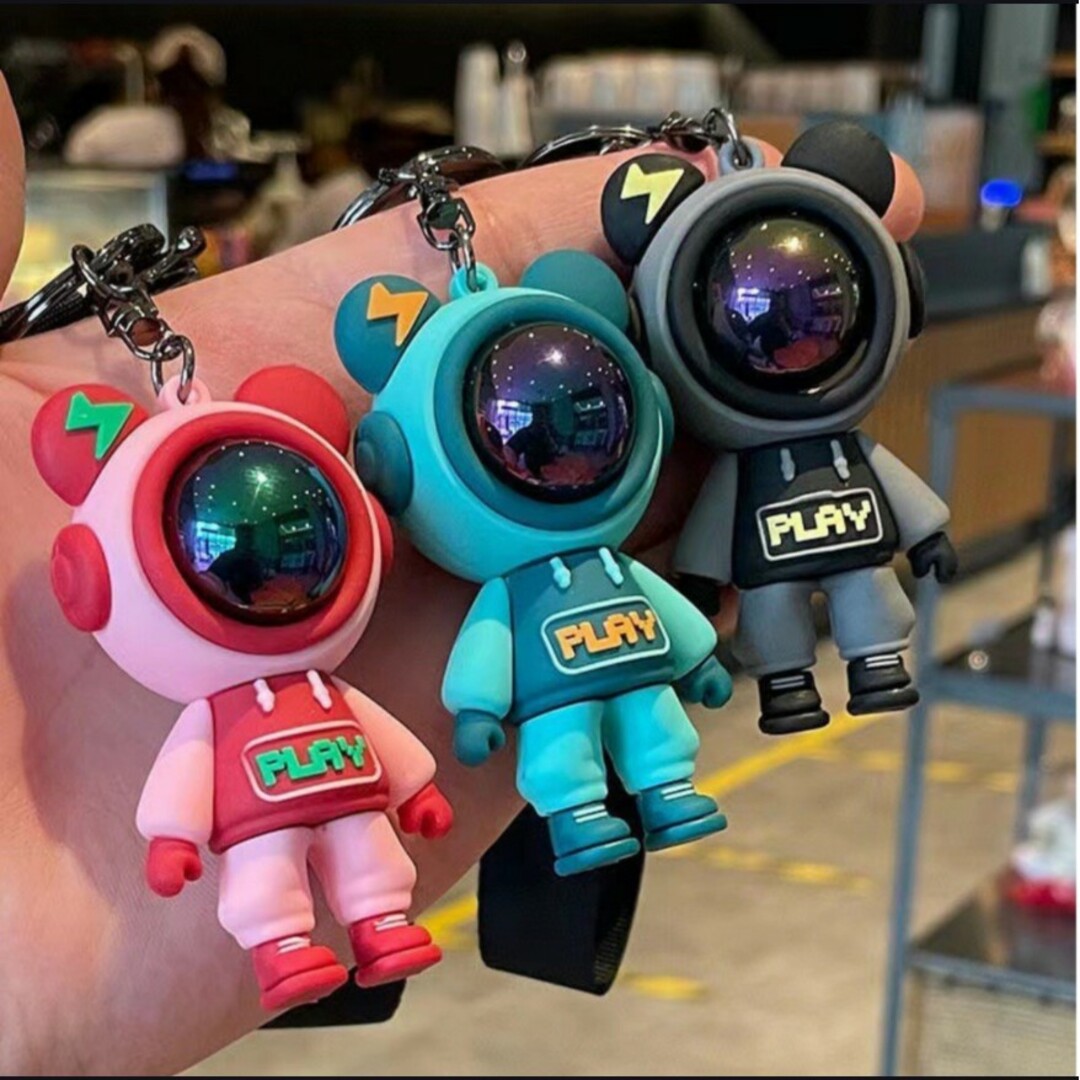 宇宙飛行士 ベア キーホルダー 稲妻熊 緑 キーリング かわいい 宇宙飛行士 ベア キーホルダー 稲妻熊 緑 キーリング かわいい
