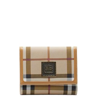 BURBERRY - バーバリー ノバチェック シャドーホース 三つ折り財布 コンパクトウォレット キャンバス レディース BURBERRY 【228-48119】