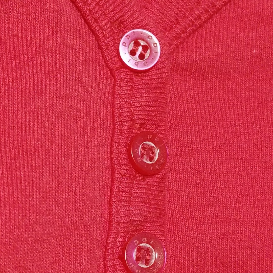 ヘンリーネックカットソー　Ｌサイズ　レッド＼赤 レディースのトップス(カットソー(長袖/七分))の商品写真