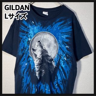 ギルタン(GILDAN)の【ギルダン】半袖Tシャツ　アニマル　オオカミ　タイダイカラー　ネイビー　49(Tシャツ/カットソー(半袖/袖なし))