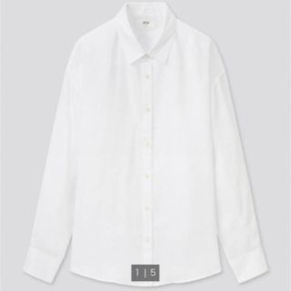 ユニクロ(UNIQLO)の【新品】UNIQLO   プレミアムリネンシャツ  長袖　ホワイト　L(シャツ/ブラウス(長袖/七分))