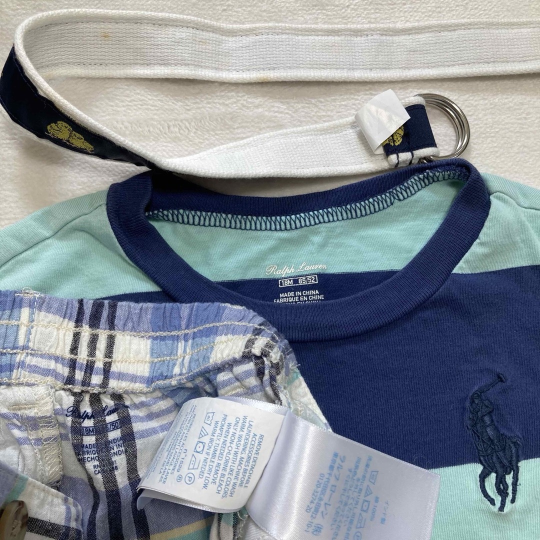 POLO RALPH LAUREN(ポロラルフローレン)のポロラルフローレン Tシャツ　パンツ　ベルト　セット　ビッグポニー　ボーダー　 キッズ/ベビー/マタニティのベビー服(~85cm)(Ｔシャツ)の商品写真