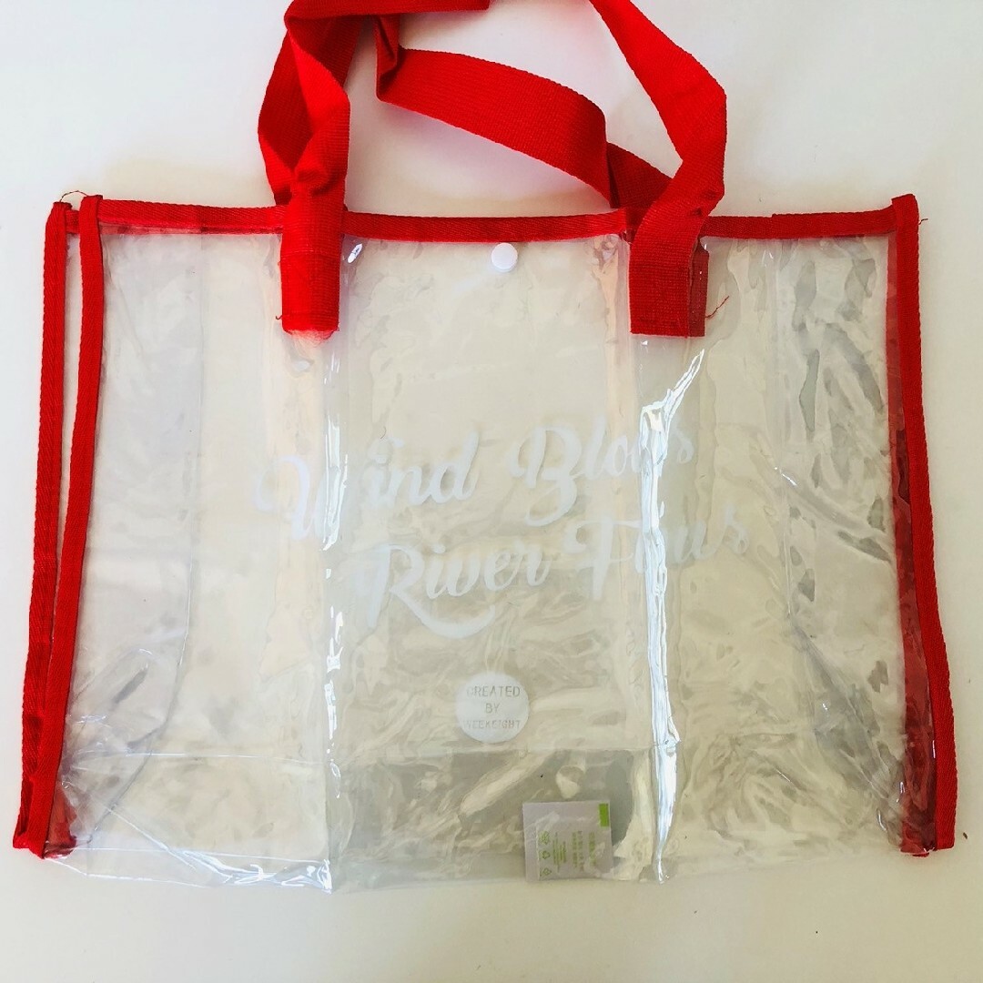大容量 プールバッグ ビニールバッグ レッド  透明 レディースのバッグ(トートバッグ)の商品写真