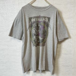 ミュージックティー(MUSIC TEE)のメタリカ　メタル　バンドＴシャツ　オーバーサイズＬ　灰色グレー　メンズ　古着(Tシャツ/カットソー(半袖/袖なし))