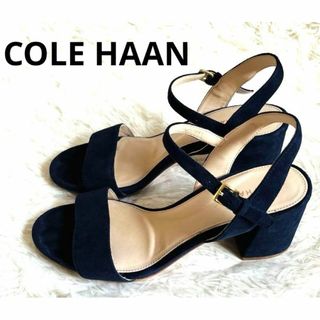 コールハーン(Cole Haan)のCOLE HAAN コールハーンジョージー ブロック ヒール サンダル 紺(サンダル)