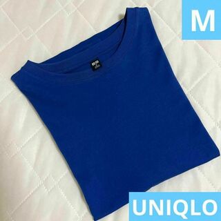 UNIQLO レディース Tシャツ M 半袖 ブルー BLUE 綿100%(Tシャツ(半袖/袖なし))