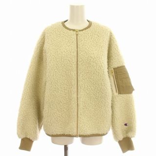 Champion - チャンピオン SHIPS  ボア ノーカラージャケット フリース 白 ベージュ