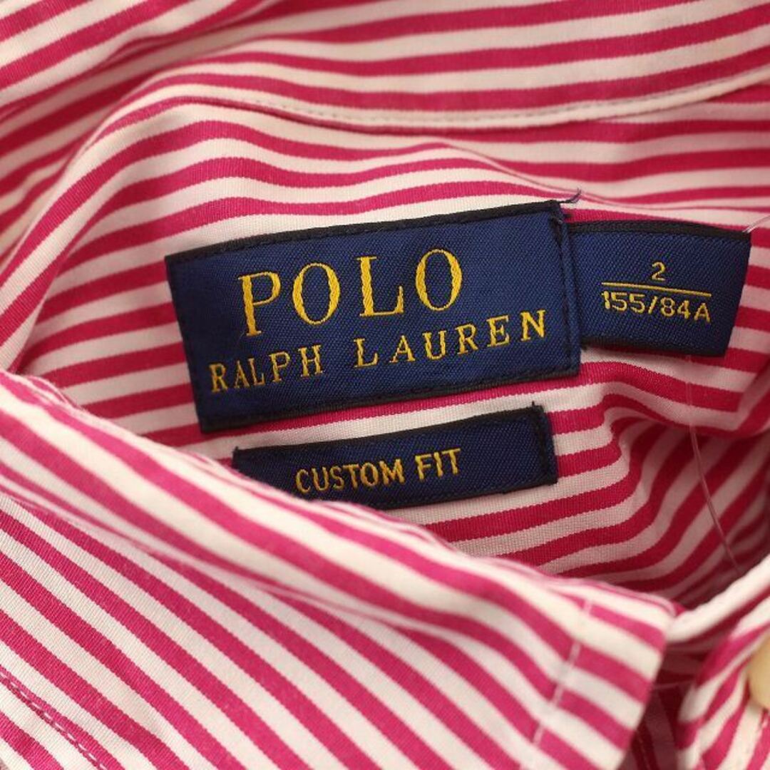 POLO RALPH LAUREN(ポロラルフローレン)のラルフローレン POLO シャツ ブラウス 長袖 ストライプ 2 M ピンク レディースのトップス(シャツ/ブラウス(長袖/七分))の商品写真