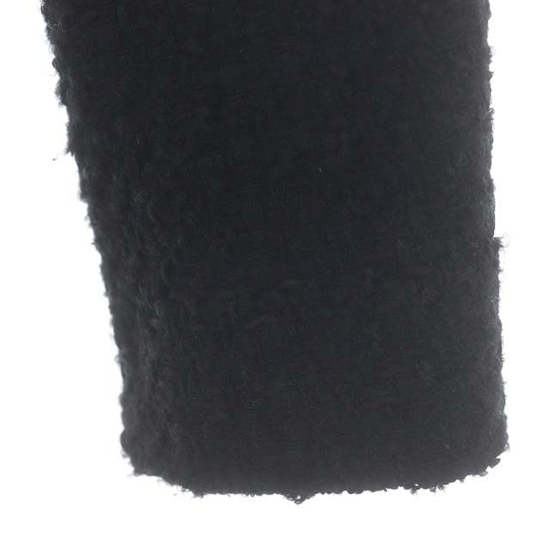 ZARA(ザラ)のザラ ノーカラー ツイードジャケット ブルゾン ベロアビジューボタン S 黒 レディースのジャケット/アウター(ブルゾン)の商品写真