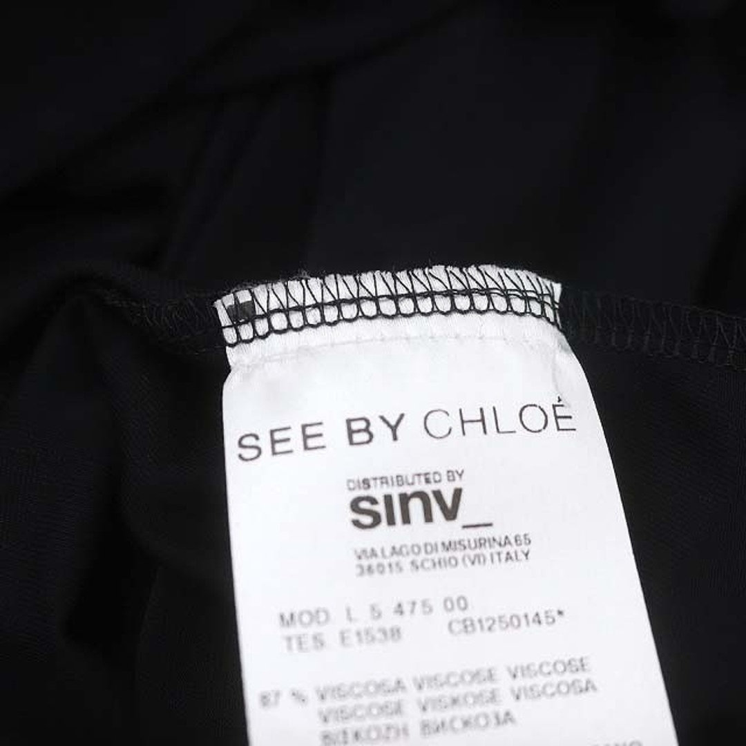 SEE BY CHLOE(シーバイクロエ)のシーバイクロエ ショルダーパッド ノースリーブ ワンピース 膝丈 Vネック 黒 レディースのワンピース(ひざ丈ワンピース)の商品写真