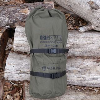 未使用 グリップスワニー GRIP SWANY FIREPROOFTARP 3m×3m ファイヤープルーフ タープ GST-02 オリーブ アウトドア(テント/タープ)