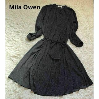 Mila Owen - ミラオーウェンMila Owen ワンピース ドット水玉長袖黒ブラック FREE